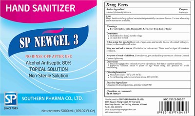 5000 mL label - SP NEWGEL 3 1